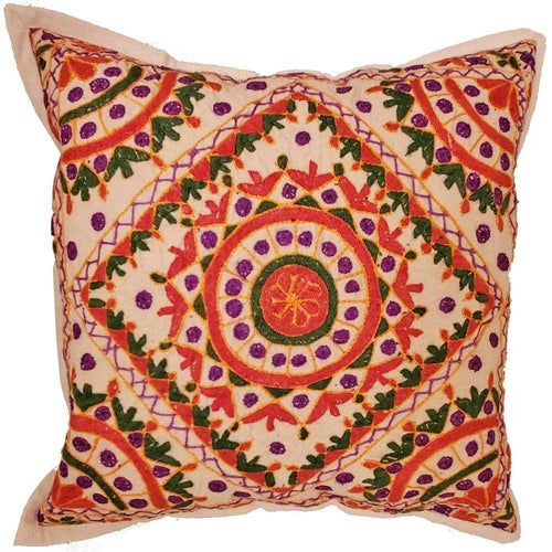 Indian Mirror Work Chandrama Cushion Cover Design Home Accent