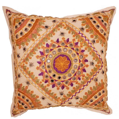 Indian Mirror Work Chandrama Cushion Cover Design Home Accent