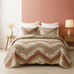 DaDa Bedding Rustic Bohemian Cranberry Sage Chevron Floral Bedspread