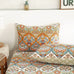 DaDa Bedding Bohemian Fitted Sheet w/Pillow Cases - Coral Teal Floral