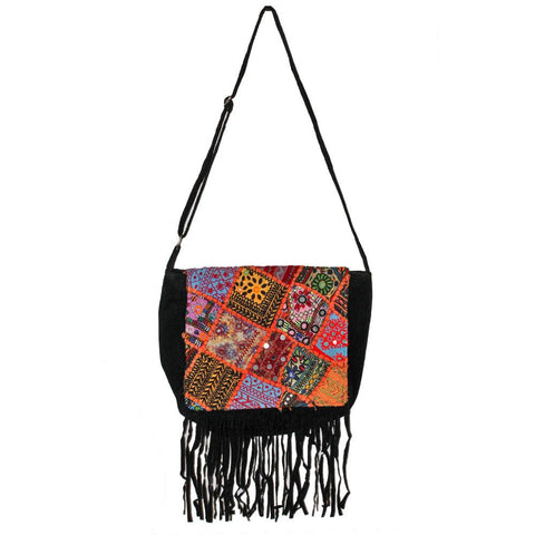 Mirror Work Fabric Patchwork Embroidery Pattern Vintage Canvas Fringe