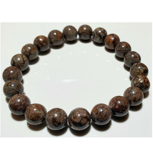 8mm Petrified Wood Beaded Elastic Stretch Bracelet