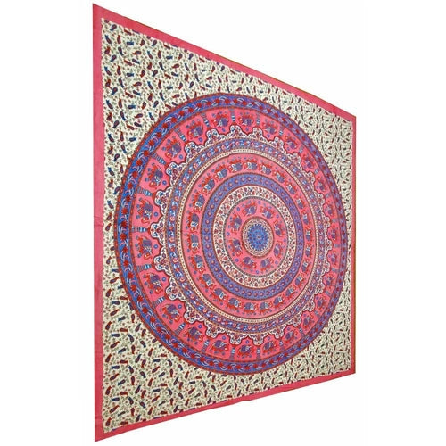 Pink Elephant Mandala Floral Background Tapestry