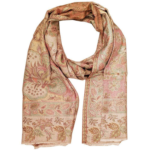 Reversible Faux Pashmina Fabric Silk Rayon Blend Floral Theme
