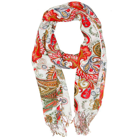 Royal Paisley Flower Design Tassel Scarf