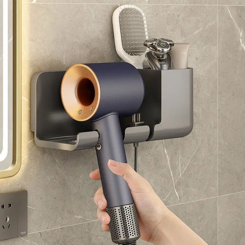 No Punching Hair Dryer Holder Makeup Hair Tool Storage Rack Wall Shaver Comb Sundries Shelf Bathroom Organizer Home Accessories