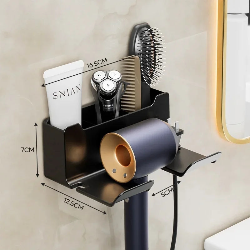 No Punching Hair Dryer Holder Makeup Hair Tool Storage Rack Wall Shaver Comb Sundries Shelf Bathroom Organizer Home Accessories