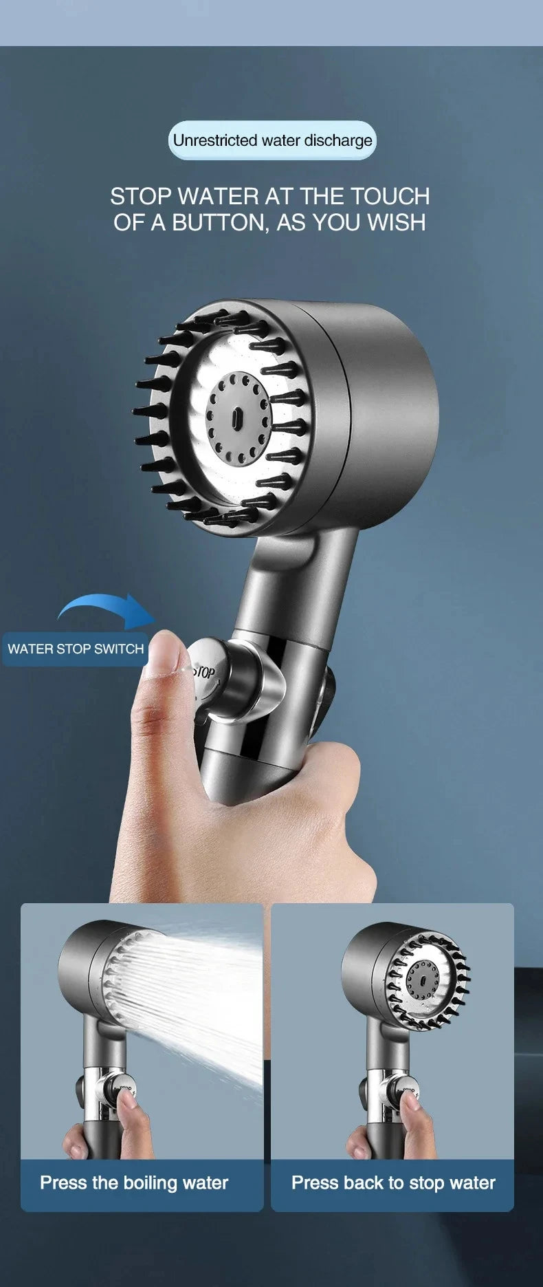 Three Speed Adjustment Bathroom Supplies Head Massage Portable Shower Filter Showers for Bathroom Accessories Showerhead Items