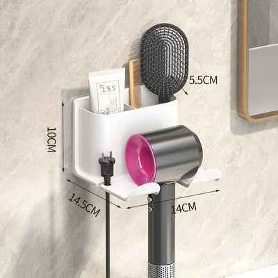 No Punching Hair Dryer Holder Makeup Hair Tool Storage Rack Wall Shaver Comb Sundries Shelf Bathroom Organizer Home Accessories