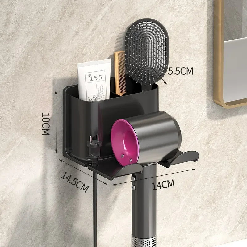 No Punching Hair Dryer Holder Makeup Hair Tool Storage Rack Wall Shaver Comb Sundries Shelf Bathroom Organizer Home Accessories