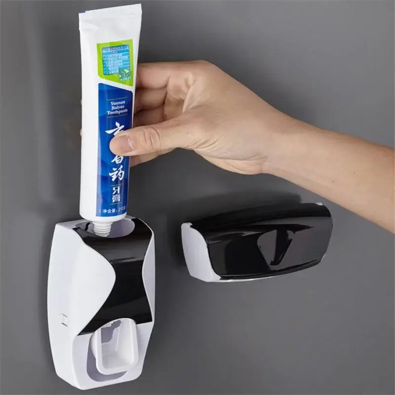 Automatic Toothpaste Dispenser & Dustproof Toothbrush Holder Set – Wall-Mounted Bathroom Accessories