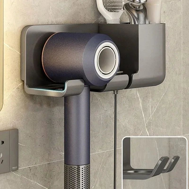 No Punching Hair Dryer Holder Makeup Hair Tool Storage Rack Wall Shaver Comb Sundries Shelf Bathroom Organizer Home Accessories