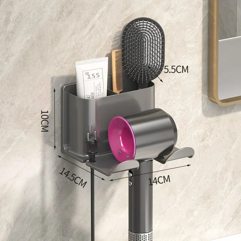No Punching Hair Dryer Holder Makeup Hair Tool Storage Rack Wall Shaver Comb Sundries Shelf Bathroom Organizer Home Accessories