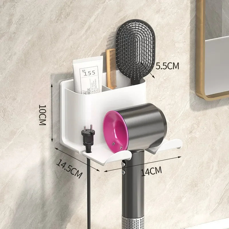 No Punching Hair Dryer Holder Makeup Hair Tool Storage Rack Wall Shaver Comb Sundries Shelf Bathroom Organizer Home Accessories