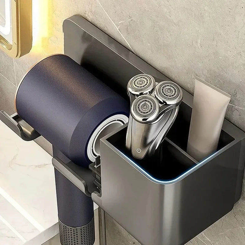 No Punching Hair Dryer Holder Makeup Hair Tool Storage Rack Wall Shaver Comb Sundries Shelf Bathroom Organizer Home Accessories