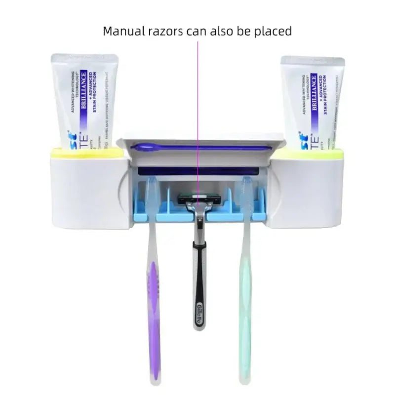 UV Toothbrush & Razor Sterilizer – Wall-Mounted Disinfection Holder for Bathroom