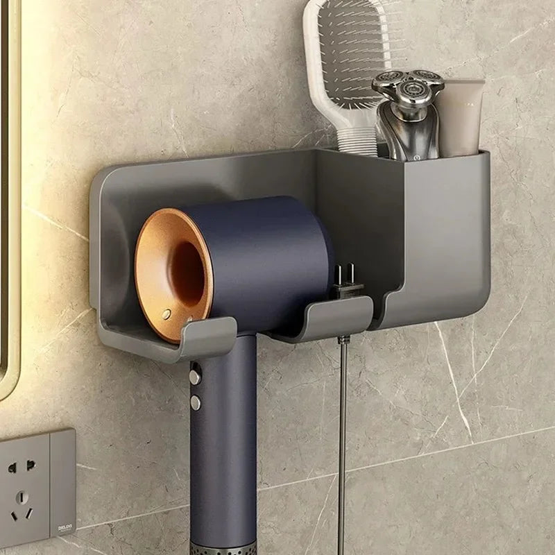 No Punching Hair Dryer Holder Makeup Hair Tool Storage Rack Wall Shaver Comb Sundries Shelf Bathroom Organizer Home Accessories