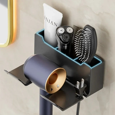 No Punching Hair Dryer Holder Makeup Hair Tool Storage Rack Wall Shaver Comb Sundries Shelf Bathroom Organizer Home Accessories
