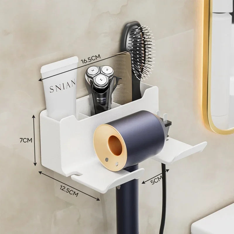 No Punching Hair Dryer Holder Makeup Hair Tool Storage Rack Wall Shaver Comb Sundries Shelf Bathroom Organizer Home Accessories