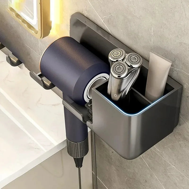 No Punching Hair Dryer Holder Makeup Hair Tool Storage Rack Wall Shaver Comb Sundries Shelf Bathroom Organizer Home Accessories