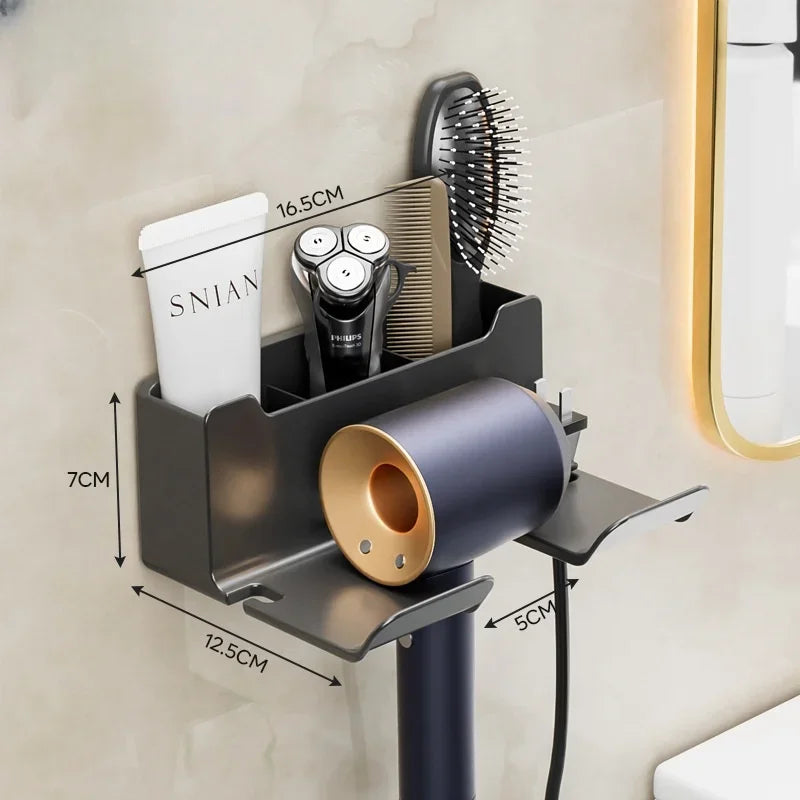 No Punching Hair Dryer Holder Makeup Hair Tool Storage Rack Wall Shaver Comb Sundries Shelf Bathroom Organizer Home Accessories