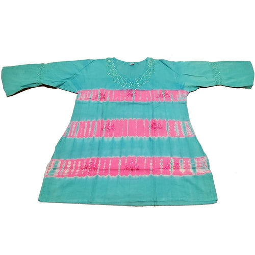 Butterfly Long Sleeve Sequin Tunic Tie Dye Top