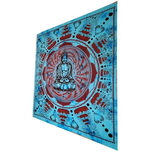Turquoise Buddha In Dharma Chakra Mudra On A Lotus Flower Full Size