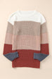 Colorblock Stripe Round Neck Pullover Sweater