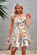 Tie Dye V Neck Sleeveless Ruffle Hem A Line Dress