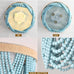 Boho Wood Bead Chandelier 3 Light Fixture Blue 12.6x9.3 In