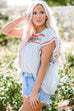 Angie Boho Embroidered Floral Print Flutter Sleeve