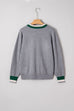 Varsity Stripe Contrast Trim V-Neck Sweater