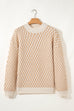 Rhombus Textured Knit Mock Neck Sweater