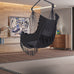 LuneluX – Boho Hanging Chair with Fringe & Cushions (Gray)