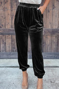 Black Solid Velvet Jogger Pants - Essential Retail Store