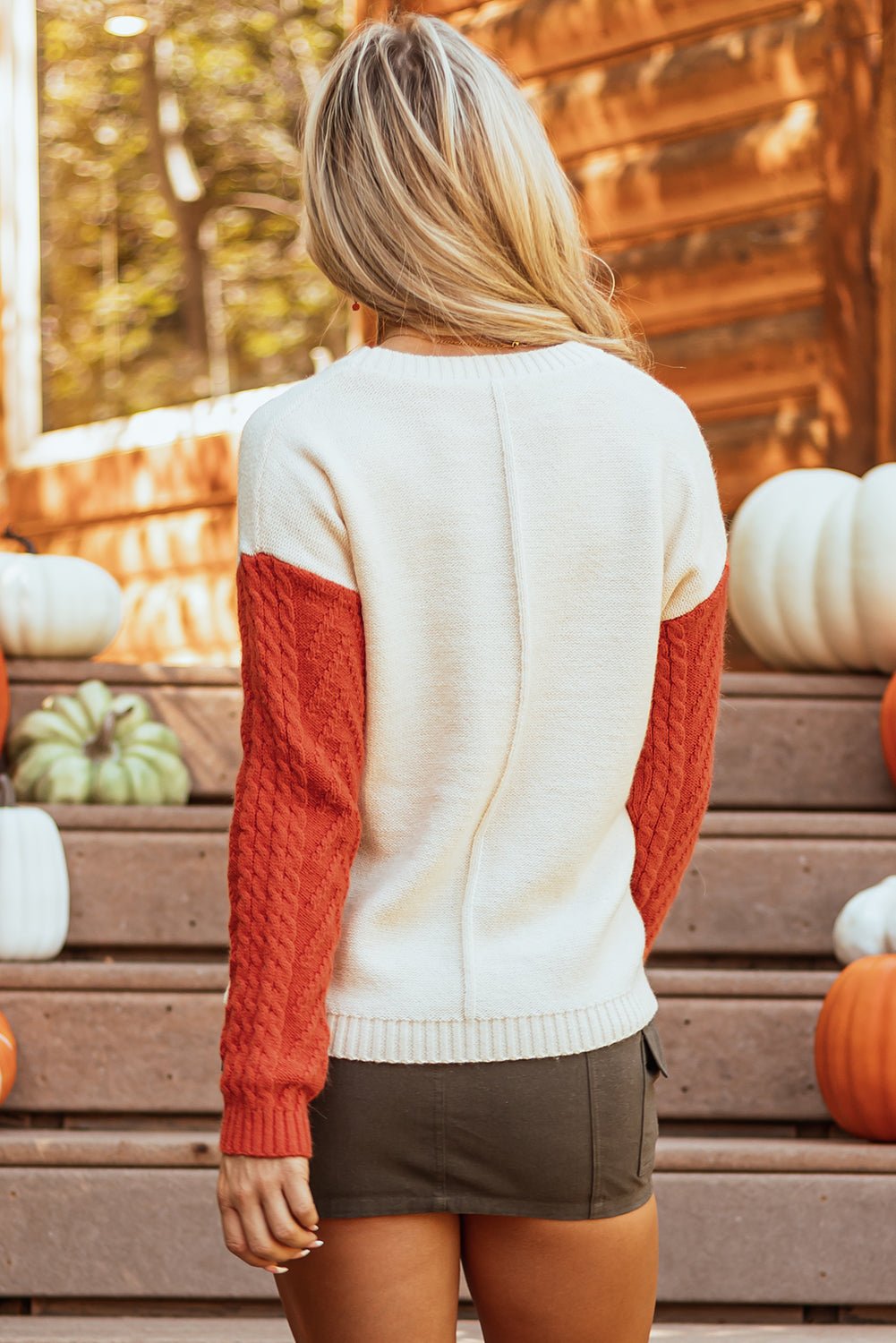 Vineyard Green Colorblock Patched Pocket Drop Shoulder Sweater - Essential Retail Store