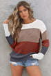 Colorblock Stripe Round Neck Pullover Sweater