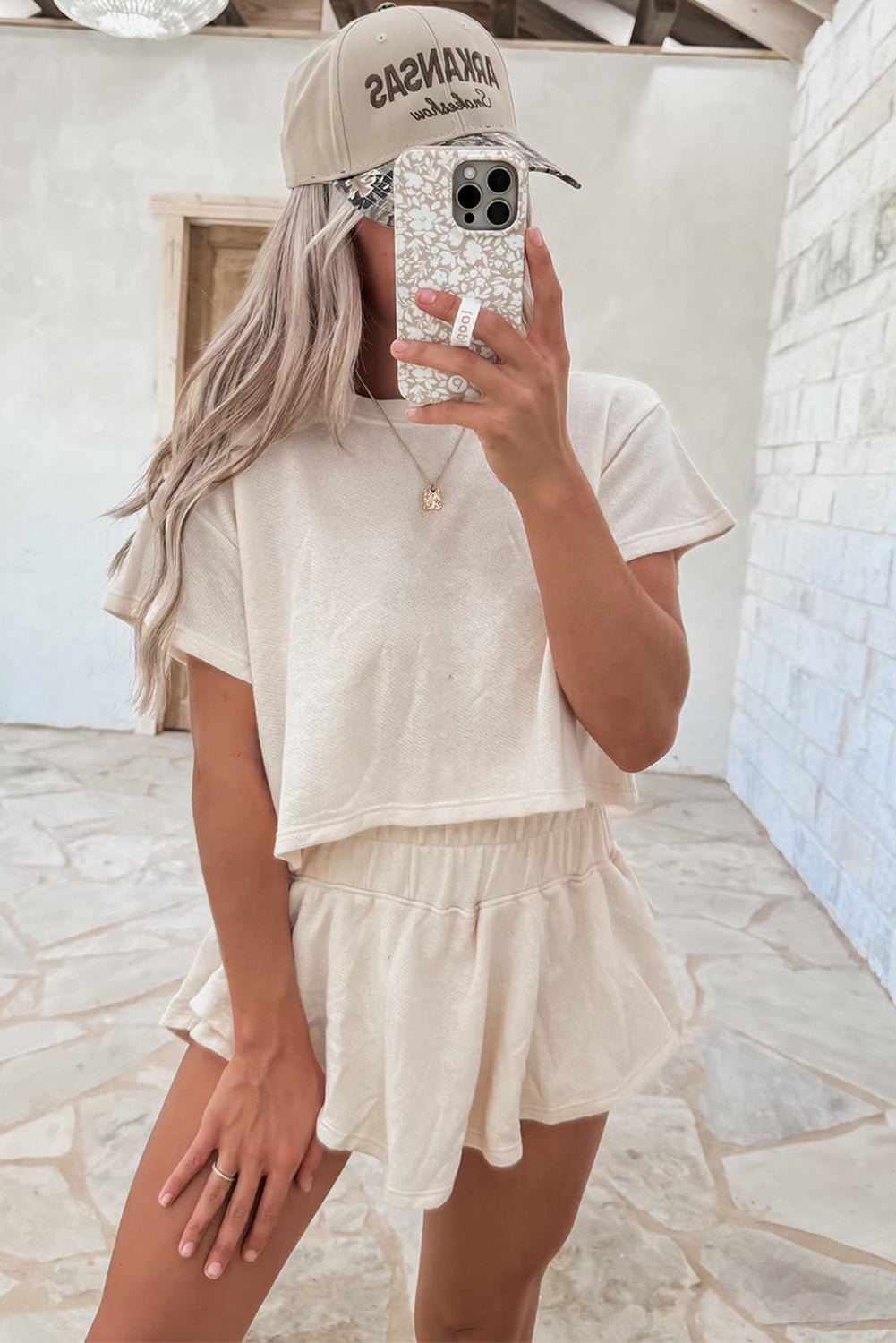Black 2pcs Cropped Tee and Ruffle High Waist Skort Set - Essential Retail Store