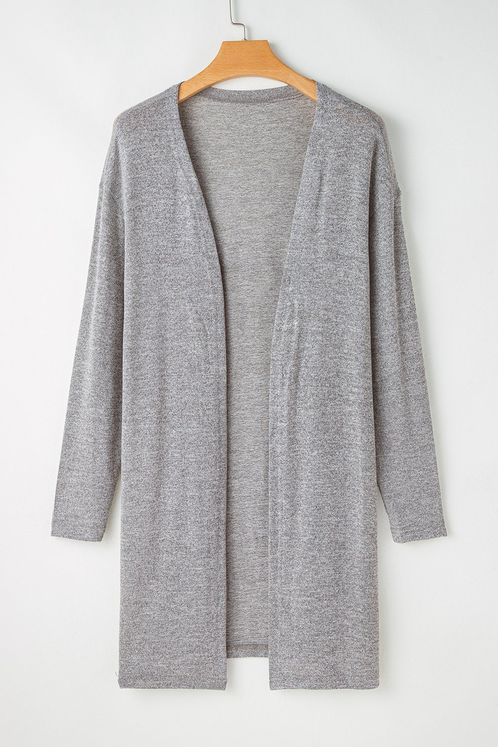 High Rise Solid Color Open Front Lightweight Cardigan - Essential Retail Store