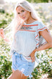 Angie Boho Embroidered Floral Print Flutter Sleeve