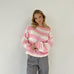 Loose Striped Pullover Sweater - Fashion Versatile Long-sleeved