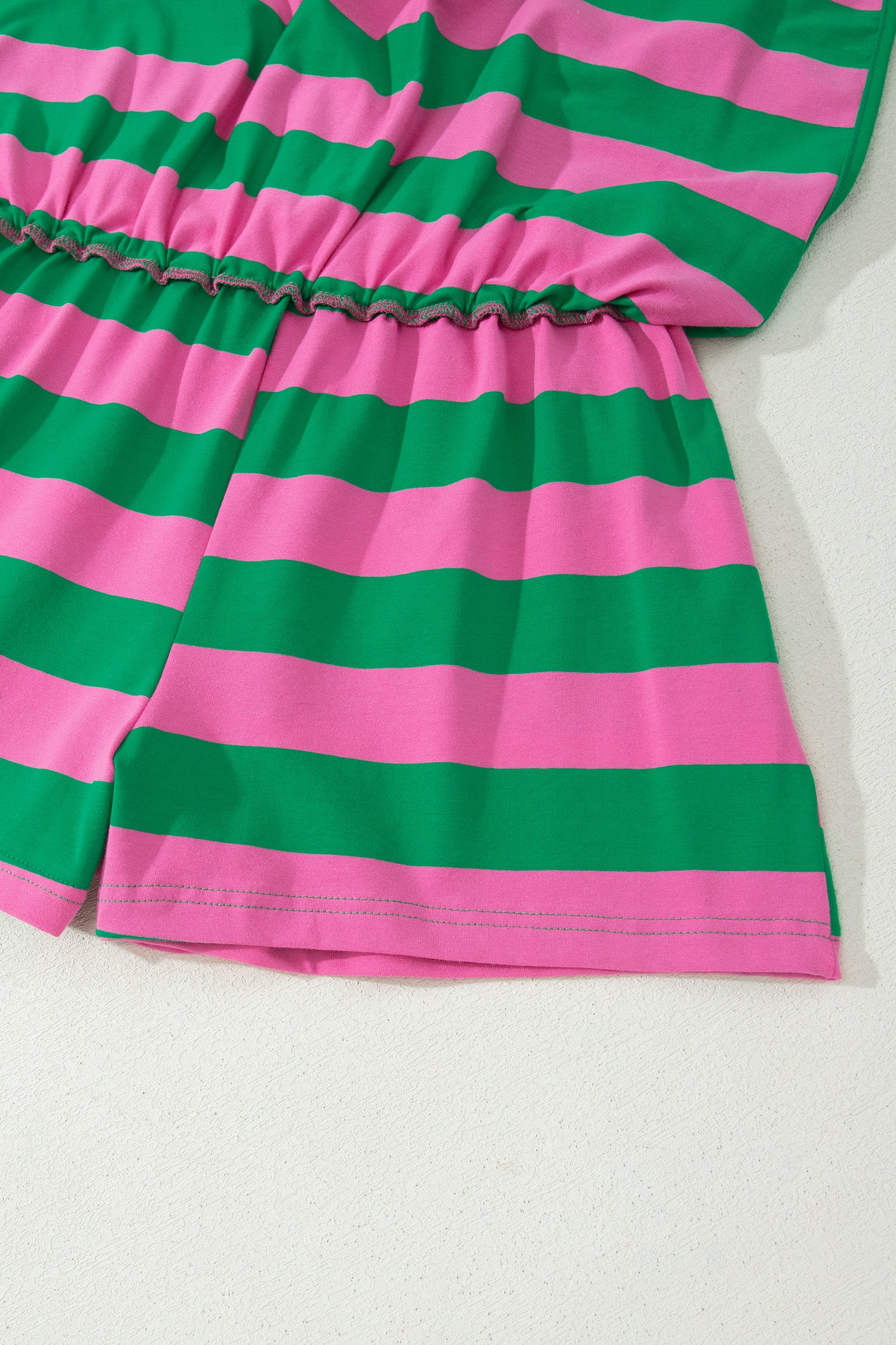 Rose Stripe Dolman Tee Drawstring Skort Athletic 2pcs Set - Essential Retail Store