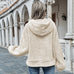 Hooded Solid Color Plush Loose Sweater - Women  Sweater
