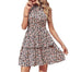 Summer Printed Halter Dress Fashion Boho Backless Ruffled A-Line Beach