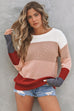Colorblock Stripe Round Neck Pullover Sweater