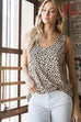 Heimish Full Size Front Button Animal Print Sleeveless Top Plus Size