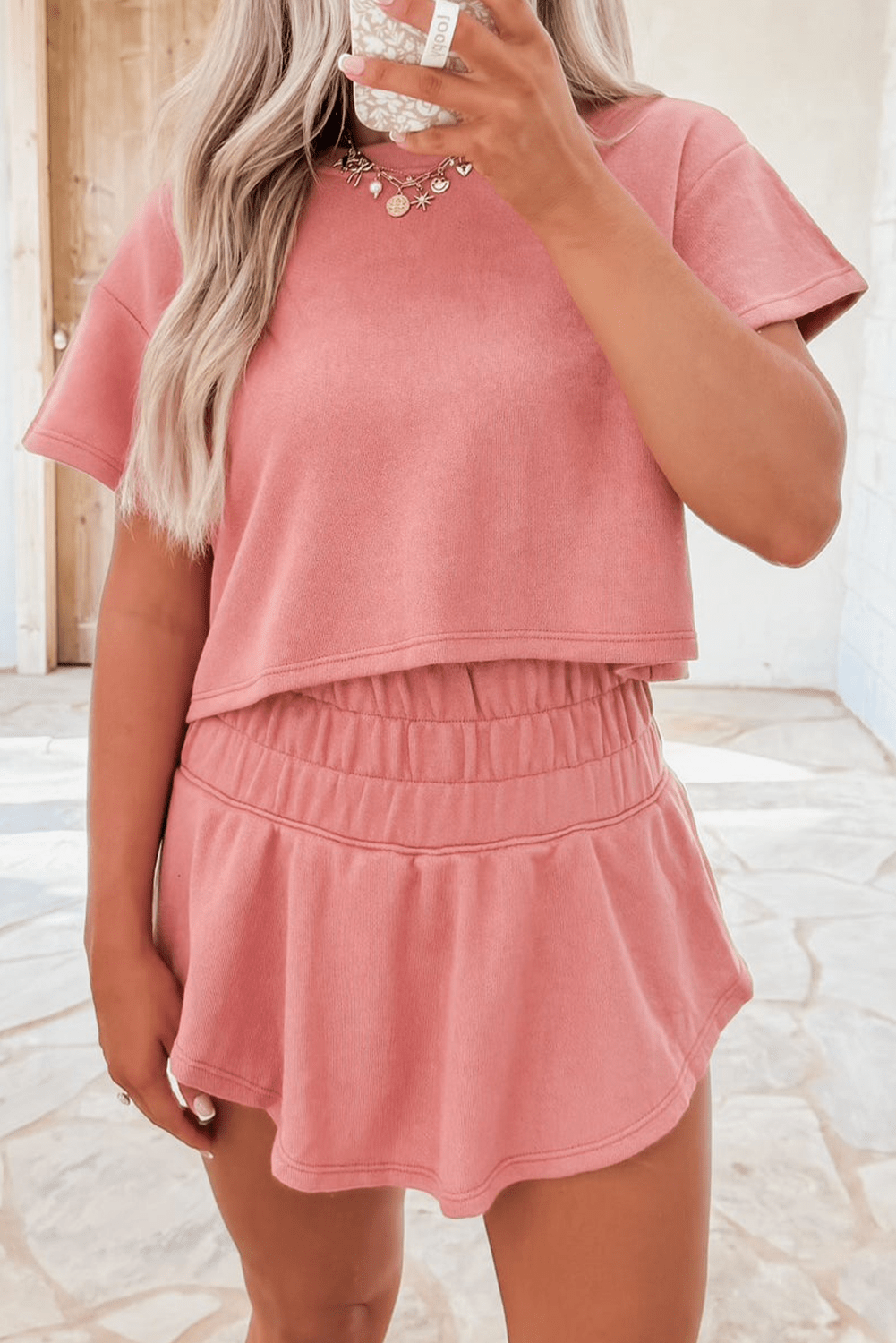 Black 2pcs Cropped Tee and Ruffle High Waist Skort Set - Essential Retail Store