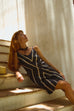 Vela Silk Slip Dress in Striped Shibori