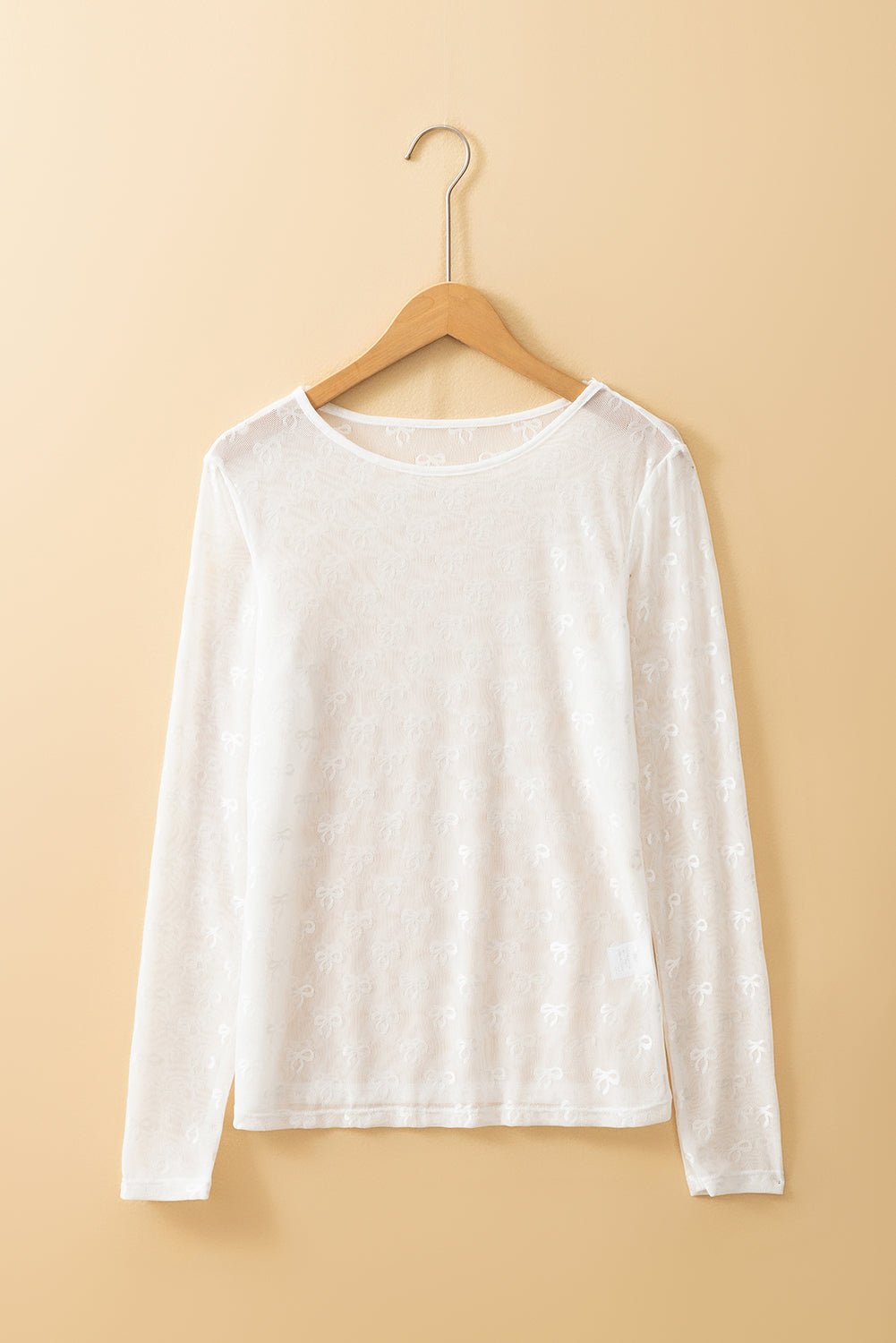 Black Mesh Bow Pattern Long Sleeve Top - Essential Retail Store