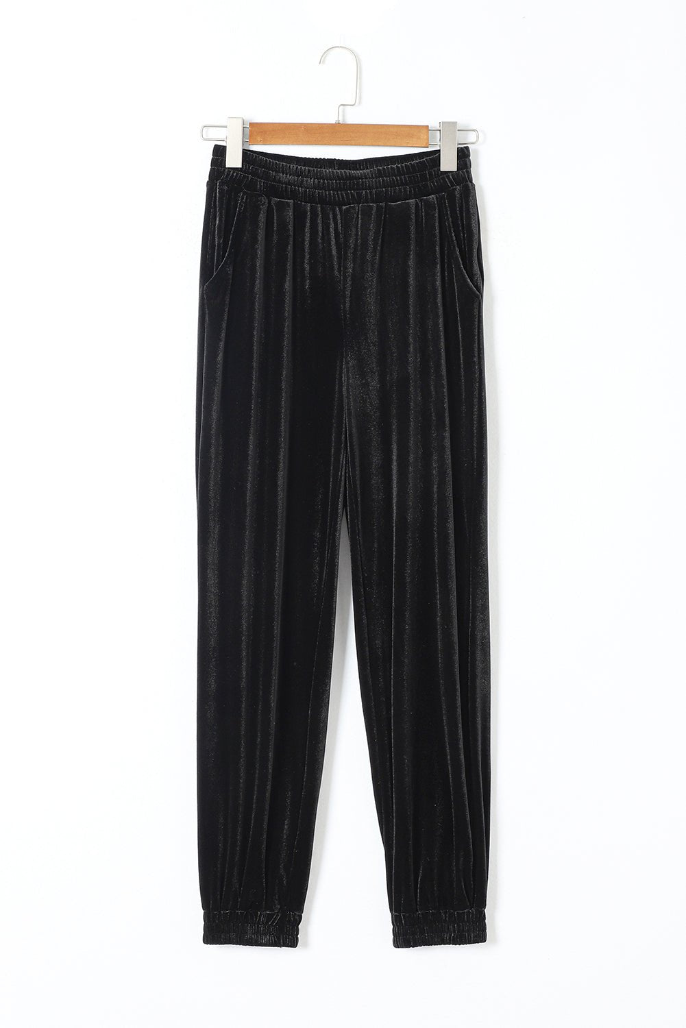 Black Solid Velvet Jogger Pants - Essential Retail Store